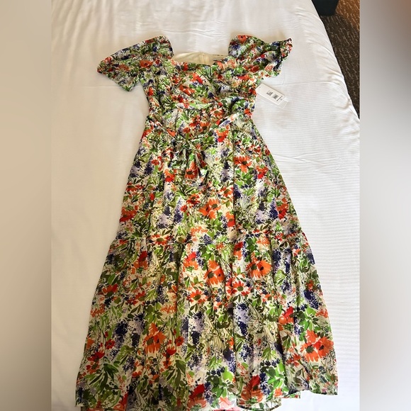 Julia Jordan Floral Puff Sleeve Fit & Flare Midi Dress Size 8 NWT V Neck - Picture 7 of 7